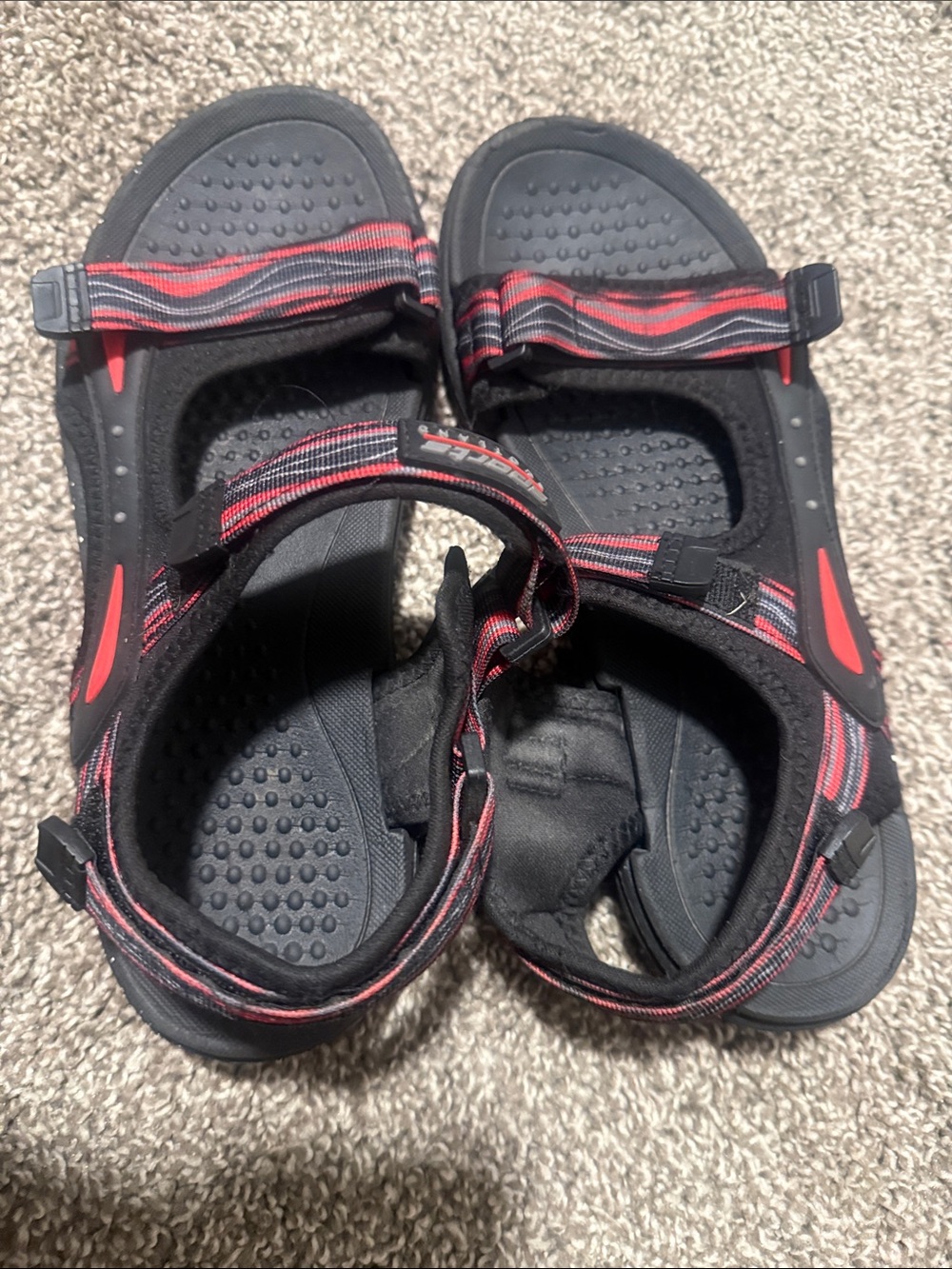 Men. Black and Red Sport Sandals - Adjustable Straps